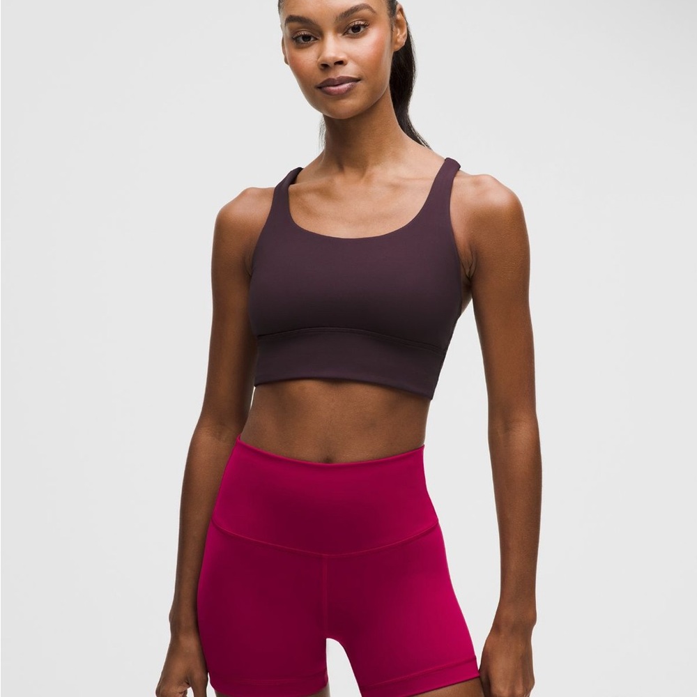 LULULEMON Energy Bra Long Line Black Plum Size 8 NWT Sold Out
